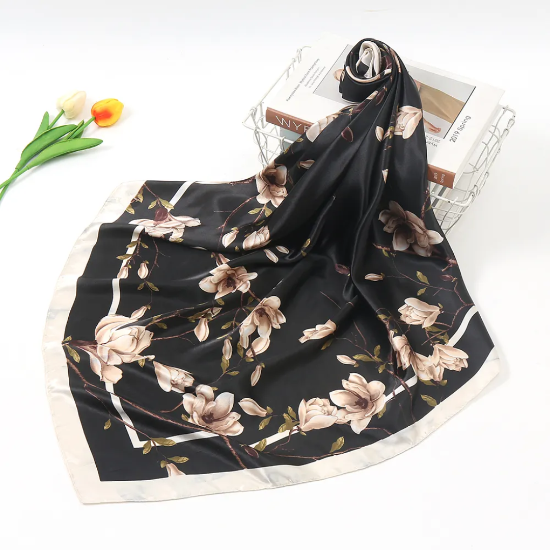 Floral Silk Hijab Shawl Scarf