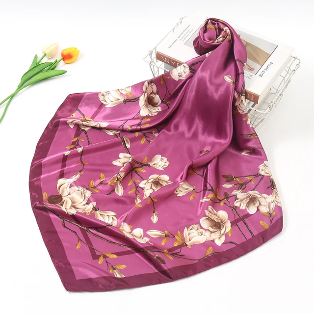 Floral Silk Hijab Shawl Scarf